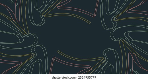 Abstractas fondo oscuro con líneas onduladas de colores para un diseño mínimo