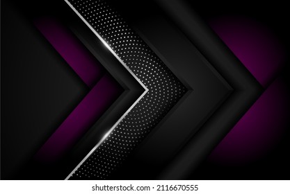 Abstract Dark Background Combined with Modern Purple Shape and Silver Lines.