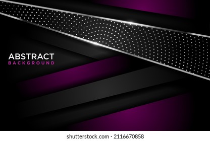 Abstract Dark Background Combined with Modern Purple Shape and Silver Lines.