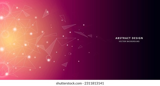 Abstract dark background with connected lines and dots. Digital technology  and network connection. Vector illustration.