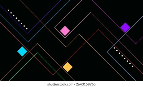 ABSTRACT DARK BACKGROUND WITH DIAGONAL GEOMETRIC LINES SHAPE FLAT COLORFUL DESIGN VECTOR 