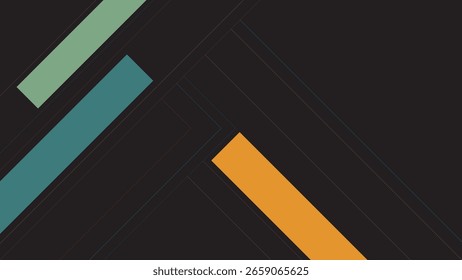 ABSTRACT DARK BACKGROUND WITH DIAGONAL GEOMETRIC LINES SHAPES AND TRIANGLE FLAT BLUE ORANGE PURPLE COLORFUL DESIGN VECTOR 