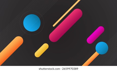 FUNDO ESCURO ABSTRATO COM FORMAS GEOMÉTRICAS DIAGONAIS AZUL LARANJA ROSA GRADIENTE LÍQUIDO LISO COLORIDO DESIGNVETOR MODELO BOM PARA SITE MODERNO, PAPEL DE PAREDE, DESIGN DE CAPA 