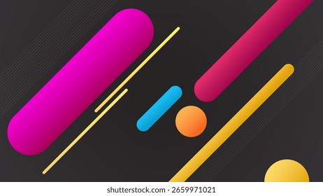 ABSTRACT DARK BACKGROUND WITH DIAGONAL GEOMETRIC SHAPES BLUE ORANGE PINK GRADIENT SMOOTH LIQUID COLORFUL DESIGNVECTOR TEMPLATE GOOD FOR MODERN WEBSITE, WALLPAPER, COVER DESIGN 