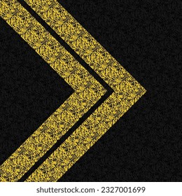 Abstract dark background with diagonal symbols two colours. Black and yellow pattern lines