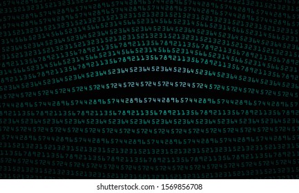 IT abstract dark background with different numbers. Vector illustration