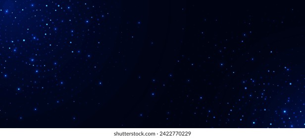 Resumen del fondo oscuro con el concepto de puntos. Creatividad y arte, lugar para el texto y presentación de negocios. Circunvalación azul digital. Dibujo vectorial plano de dibujos animados aislado en el fondo negro