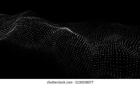 Abstract dark background with dynamic wave. The concept of technological background. Big data. Vector illustration.