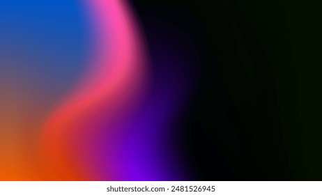 ABSTRACT DARK BACKGROUND ELEGANT GRADIENT MESH BLUE ORANGE PURPLE PINK SMOOTH COLOR DESIGN VECTOR TEMPLATE GOOD FOR MODERN WEBSITE, WALLPAPER, COVER DESIGN 