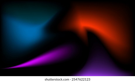 ABSTRACT DARK BACKGROUND ELEGANT GRADIENT MESH BLUE ORANGE PURPLE PINK SMOOTH COLOR DESIGN VECTOR TEMPLATE GOOD FOR MODERN WEBSITE, WALLPAPER, COVER DESIGN 