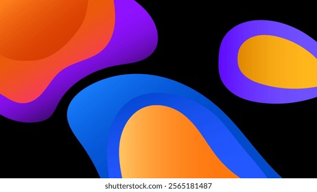 ABSTRACT DARK BACKGROUND ELEGANT GRADIENT SMOOTH LIQUID COLORFUL DESIGN WITH HAND DRAWN SHAPES VECTOR TEMPLATE GOOD FOR MODERN WEBSITE, WALLPAPER, COVER DESIGN 