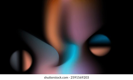 ABSTRACT DARK BACKGROUND ELEGANT GRADIENT MESH PURPLE ORANGE BLUE PASTEL COLOR DESIGN VECTOR TEMPLATE GOOD FOR MODERN WEBSITE, WALLPAPER, COVER DESIGN 