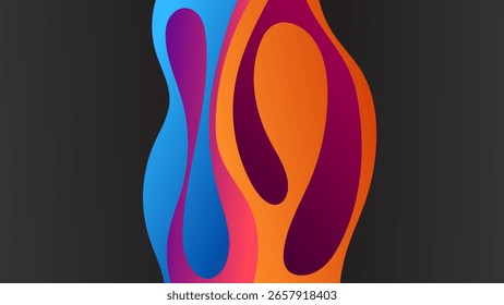 ABSTRACT DARK BACKGROUND ELEGANT GRADIENT PINK BLUE PURPLE ORANGE SMOOTH COLOR WITH HAND DRAWN ORGANIC SHAPES DESIGN VECTOR TEMPLATE GOOD FOR MODERN WEBSITE, WALLPAPER, COVER DESIGN 