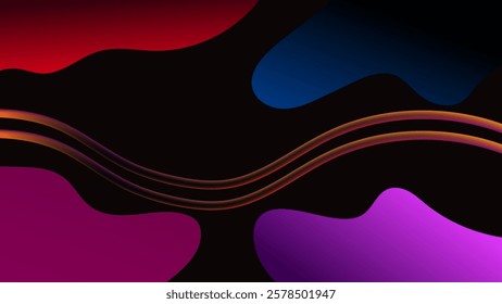 ABSTRACT DARK BACKGROUND ELEGANT PURPLE PINK BLUE GRADIENT COLORFUL DESIGN WITH HAND DRAWN ORGANIC SHAPES VECTOR TEMPLATE GOOD FOR MODERN WEBSITE, WALLPAPER, COVER DESIGN 