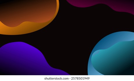 ABSTRACT DARK BACKGROUND ELEGANT PURPLE PINK BLUE GRADIENT COLORFUL DESIGN WITH HAND DRAWN ORGANIC SHAPES VECTOR TEMPLATE GOOD FOR MODERN WEBSITE, WALLPAPER, COVER DESIGN 