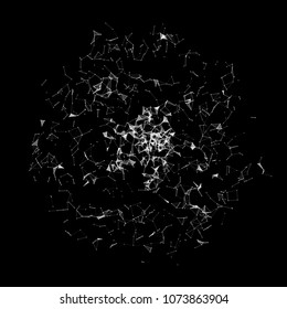 Abstract dark background. Explosion dots and lines. Vector illustration. Plexus effect.
