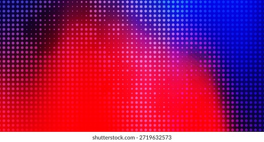 Abstrakter dunkler Hintergrund mit einem Halbtonsternmuster kombiniert mit bunten Farbverlauf-Lichteffekten in violetten, blauen, grünen und gelben Tönen