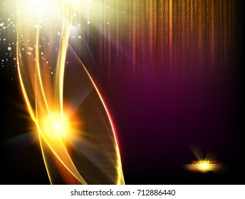 Abstract dark background. Flashing particles fly through dark space. Science illustration of bigdata computing. Vector illustration.