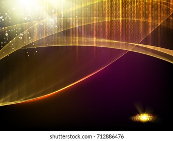 Abstract dark background. Flashing particles fly through dark space. Science illustration of bigdata computing. Vector illustration.