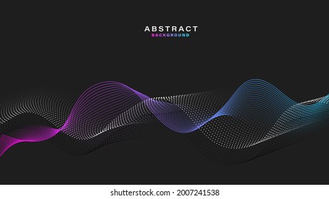 Abstract dark background with flowing particles. Digital future technology concept. vector illustration.
