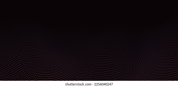 Resumen de fondo oscuro con onda de punto futurista. Fondo de tecnología vectorial. Bien por banner web, portada.