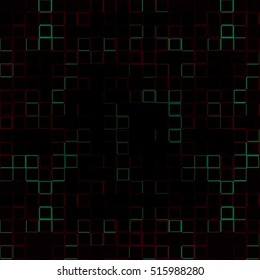 Abstract dark background with geometric pattern colored in shades of green and red. Eps10 Vector illustration.