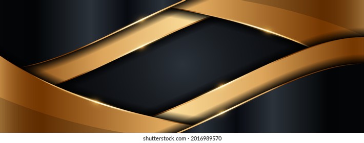 Abstract Dark Background with Geometric Shape and Golden Element Combination.