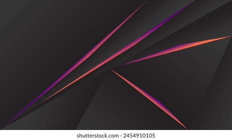 ABSTRACT DARK BACKGROUND WITH GEOMETRIC SHAPES PINK ORANGE GRADIENT COLOR DESIGN VECTOR TEMPLATE GOOD FOR MODERN WEBSITE, WALLPAPER, COVER DESIGN, LANDING PAGE