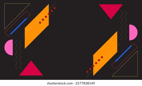 ABSTRACT DARK BACKGROUND  WITH GEOMETRIC SHAPES FLAT COLOR DESIGN VECTOR TEMPLATE FOR WALLPAPER, COVER DESIGN