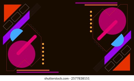 ABSTRACT DARK BACKGROUND  WITH GEOMETRIC SHAPES FLAT COLOR DESIGN VECTOR TEMPLATE FOR WALLPAPER, COVER DESIGN