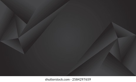 ABSTRACT DARK BACKGROUND WITH GEOMETRIC SHAPES GRADIENT GREY COLOR DESIGN VECTOR TEMPLATE GOOD FOR MODERN WEBSITE, WALLPAPER, COVER DESIGN, LANDING PAGE