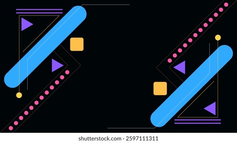 ABSTRACT DARK BACKGROUND WITH GEOMETRIC SHAPES FLAT COLOR DESIGN VECTOR TEMPLATE FOR WALLPAPER, COVER DESIGN