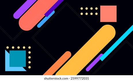 ABSTRACT DARK BACKGROUND WITH GEOMETRIC SHAPES FLAT PASTEL COLOR DESIGN VECTOR TEMPLATE FOR WALLPAPER, COVER DESIGN