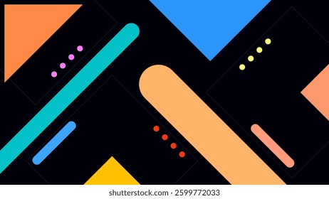 ABSTRACT DARK BACKGROUND WITH GEOMETRIC SHAPES FLAT PASTEL COLOR DESIGN VECTOR TEMPLATE FOR WALLPAPER, COVER DESIGN