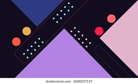 ABSTRACT DARK BACKGROUND WITH GEOMETRIC SHAPES FLAT PASTEL COLOR DESIGN VECTOR TEMPLATE FOR WALLPAPER, COVER DESIGN