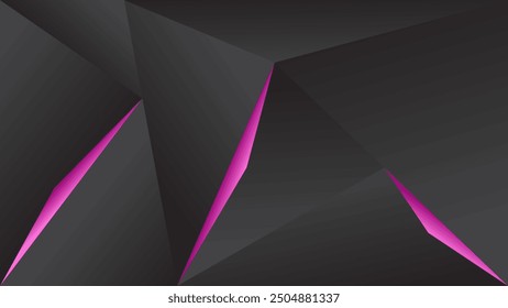 ABSTRACT DARK BACKGROUND WITH GEOMETRIC TRIANGLE SHAPES GRADIENT PINK COLOR DESIGN VECTOR TEMPLATE GOOD FOR MODERN WEBSITE, WALLPAPER, COVER DESIGN, LANDING PAGE