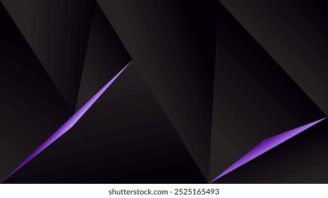 ABSTRACT DARK BACKGROUND WITH GEOMETRIC TRIANGLE SHAPES GRADIENT PURPLE COLOR DESIGN VECTOR TEMPLATE GOOD FOR MODERN WEBSITE, WALLPAPER, COVER DESIGN