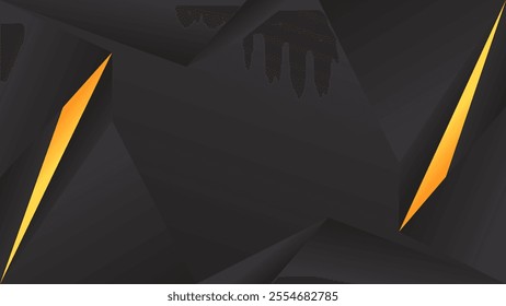 ABSTRACT DARK BACKGROUND WITH GEOMETRIC TRIANGLE SHAPES GRADIENT ORANGE COLOR DESIGN VECTOR TEMPLATE GOOD FOR MODERN WEBSITE, WALLPAPER, COVER DESIGN, LANDING PAGE
