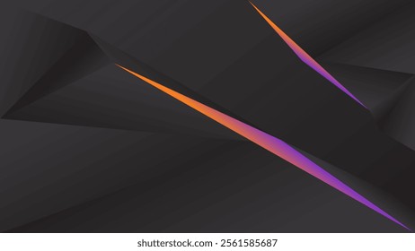 ABSTRACT DARK BACKGROUND WITH GEOMETRIC TRIANGLE SHAPES GRADIENT YELLOW COLOR DESIGN VECTOR TEMPLATE GOOD FOR MODERN WEBSITE, WALLPAPER, COVER DESIGN, LANDING PAGE