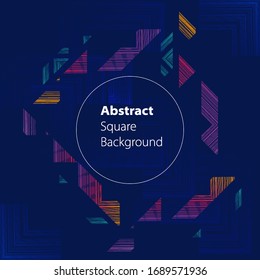 Abstract dark background with geometry square design elements. Techno banner. Vector illustration