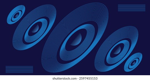 abstract dark background with glowing circle lines vector illustration.