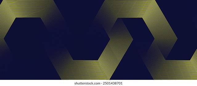 Abstract dark background with glowing geometric lines. Modern shiny blue hexagon lines pattern. Technology futuristic concept. Suit for poster,