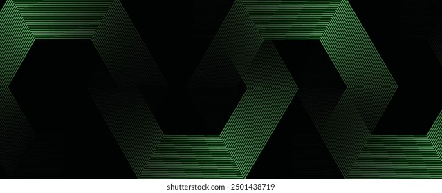 Abstractas fondo oscuro con líneas geométricas brillantes. Modelo azul brillante moderno de las líneas del hexágono. Tecnología concepto futurista. Traje para el cartel,