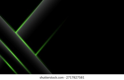 Abstractas fondo oscuro con líneas de neón verde brillante. Moderno Fondo de pantalla futurista con espacio vacío para texto. Tecnología, juego o concepto de presentación.