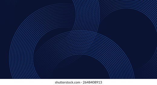 plano de fundo escuro abstrato com linhas e círculos brilhantes. geométrico moderno design azul vetor eps10