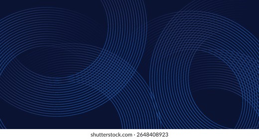 abstrakter dunkler Hintergrund mit leuchtenden Linien Kreise. geometrisches modernes Design blau Vektor eps10