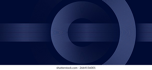 fundo escuro abstrato com linhas e círculos brilhantes.