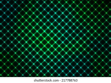 Abstract dark background with glowing vibrant green grid over black.