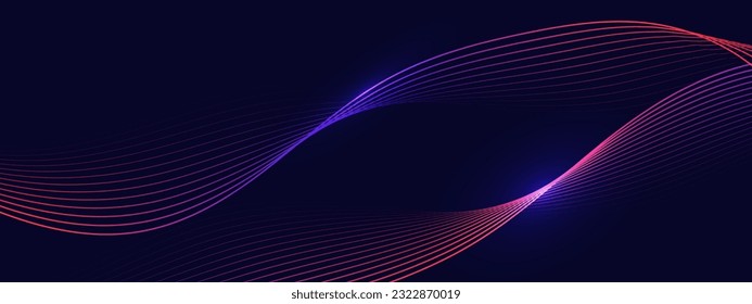 Abstract dark background with glowing wave. Technology hi-tech futuristic template. Vector illustration