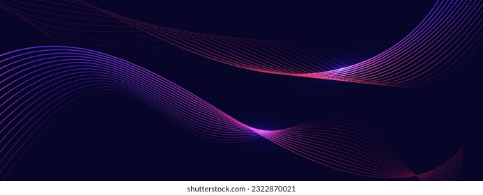 Abstract dark background with glowing wave. Technology hi-tech futuristic template. Vector illustration